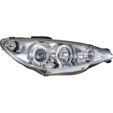 Peugeot 206 98- Chrome Projector Headlamp w Ring